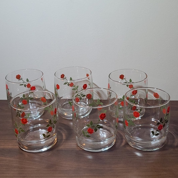 Vintage Rose pattern juice glass set - Picture 8 of 10
